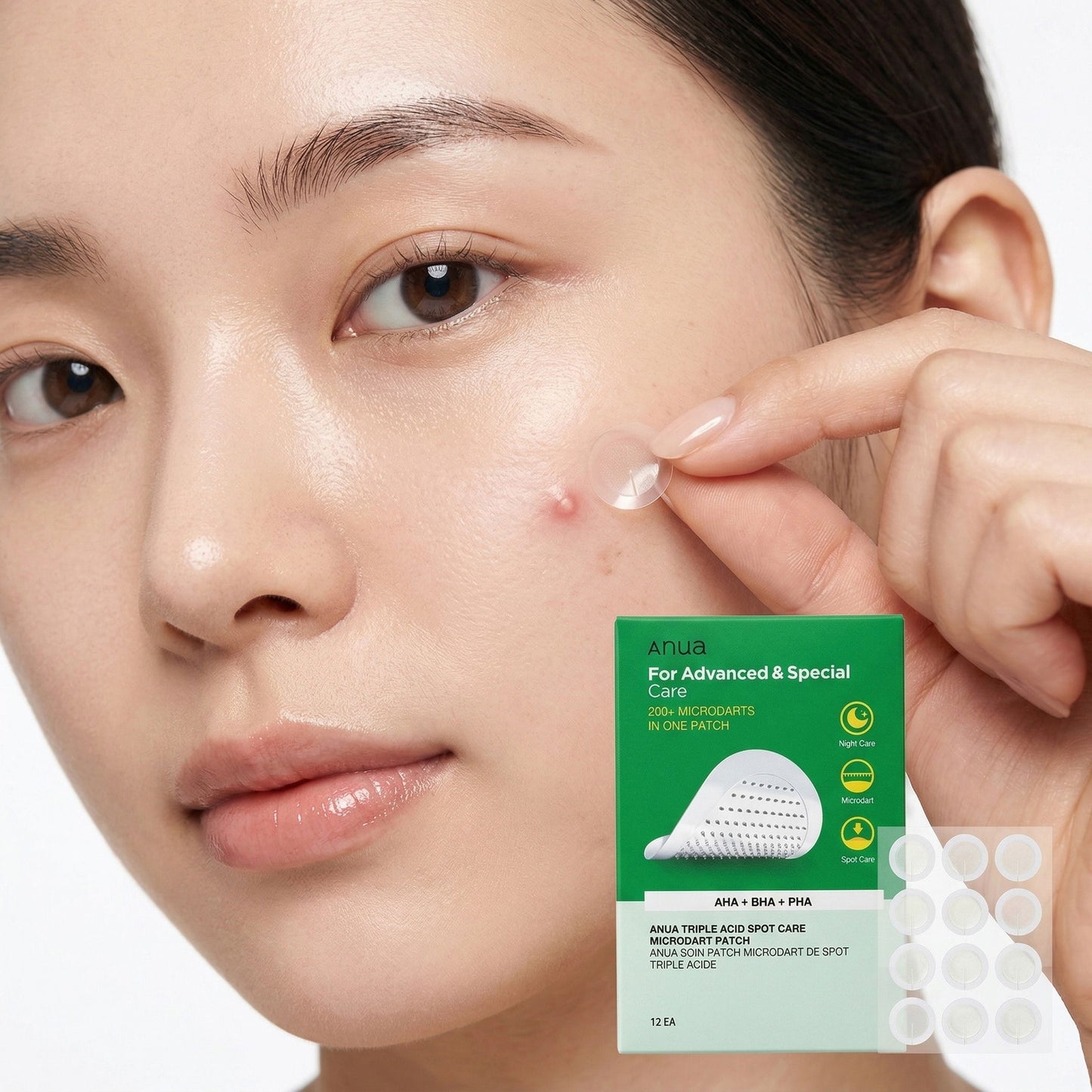 Anua – Triple Acid Spot Care Microdart Patch, 12 Stk.