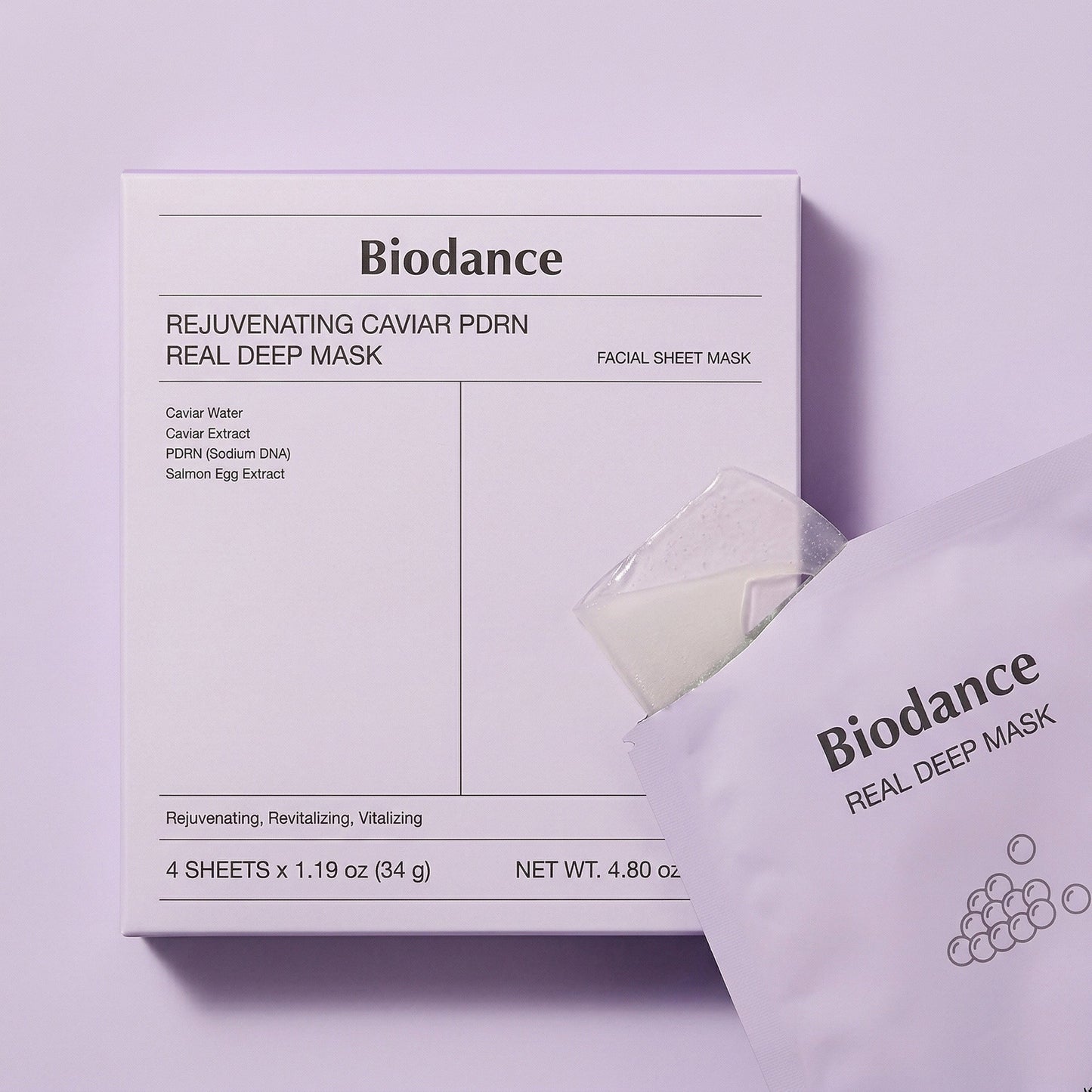 Biodance – Rejuvenating Caviar PDRN Real Deep Mask, 34g x 4pcs